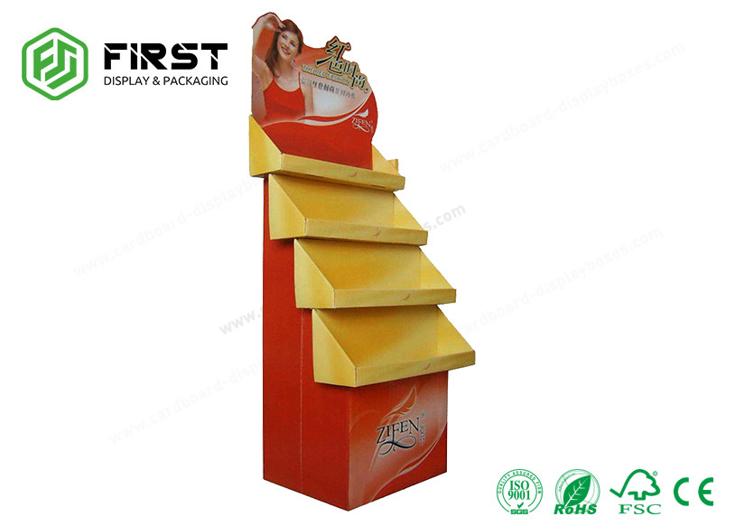 Custom Retail Cardboard Floor Stands Recyclable Paperboard Corrugated Floor Display