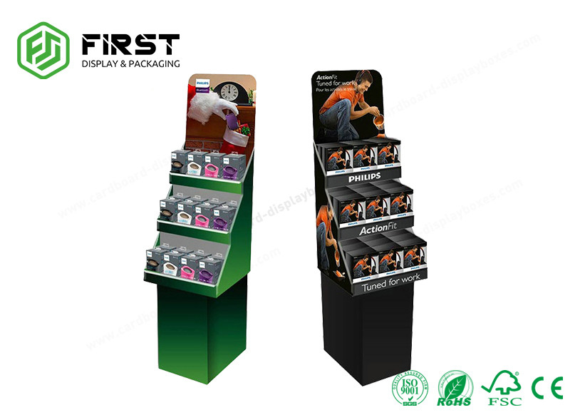 Custom Retail Cardboard Floor Stands Recyclable Paperboard Corrugated Floor Display