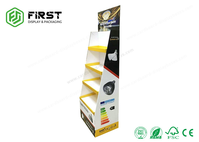 Easy Assembly Promotional Cardboard Paper Floor Display Stand With Customized Printing