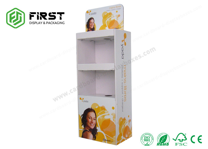 Customized Printing Advertising Cardboard Display Stand , Foldable POP Cardboard Display Shelf